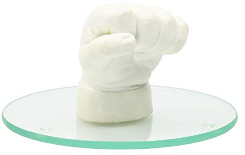 Lucky Hands® 3D-Abformset ohne Zubehör | Handabdruck, Gipsabdruck (mit Glassockel 10 cm Ø)
