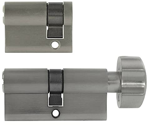 2er gleichschließend 1x Knaufzylinder 30/30 mm + 1x Halbzylinder 30/10 (Schließbart verstellbar) +5 Schlüssel