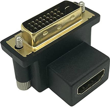 Dafensoy Up Angled 90 Degree DVI to HDMI Adapter, Gilded DVI Male to HDMI Female, for Computer & HDTV & Graphics Card,Projector