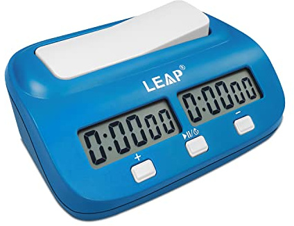 LEAP Digital Chess Clock Timer with Bonus and Delayed Time Features Chess Timer for Chess Game I-GO and Chinese Chess (Blue)