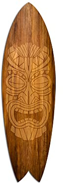 DECLINA, Wanddekoration, Surfbrett, Dekoratives Surfbrett, Aludruck, Tiki Wood, 100 x 30 cm