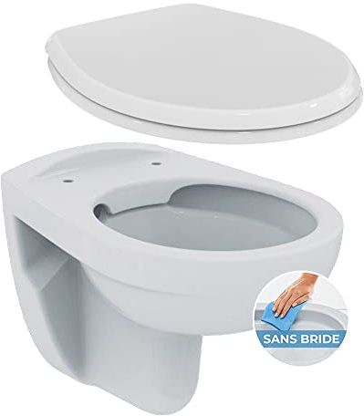 Porcher - / Ideal Standard Pack WC Suspendu sans Bride + abattant Eurovit (PorcherRimless) - PorcherRimless