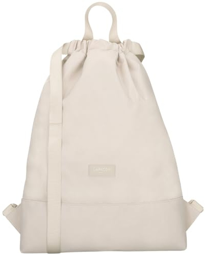 LARKSON Turnbeutel Damen & Herren Beige - No 7 - Rucksack Damen für Sport und Festival - Beutel Rucksack Klein mit Innentasche - Außentasche für Schnellzugriff