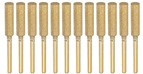 sourcing map 12pcs Diamond Coated Chainsaw Sharpener Bits 7/32 5.5mm Cylinder Head, Titanium Plated Electric Chain Saw Grinder