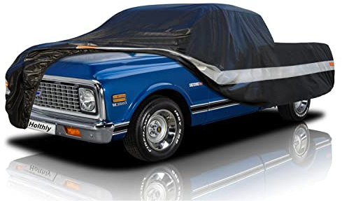 Holthly 10 Layers Truck Cover Waterproof All Weather. Pickup Truck Cover Rain UV Protection. Length: Up to 210 inches, Universal Fit Most Regular Cab Short Box Ford F100 Chevy C10 S10 Ram 150 250.