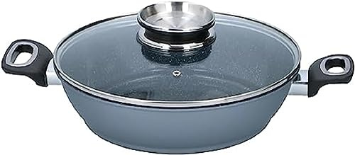 alpina Casseruola – Ø 28 cm – con coperchio in vetro – rivestimento antiaderente – tutti i piani cottura – alluminio/vetro