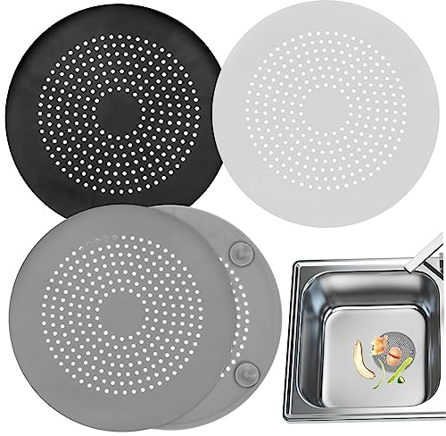 SHOWERORO 3pezzi Coperchi Scarico Silicone Per Tappi Antintasamento Per Lavello e Vasca Facili Da Pulire Riutilizzabili e Resistenti Copertura Per Scarico Piatto e Domato Accessorio