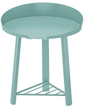 GArcan Moderner, einfacher Tabletttisch, runde Beistelltische aus Metall für den Außenbereich, Tablett-Beistelltisch, matt anthrazitfarbener, pulverbeschichteter Stahl, einzelner Gartenmöbeltisch,