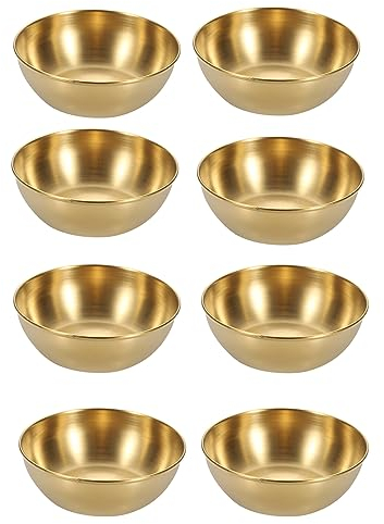 Coupelles Rondes Acier Inoxydable Doré: HOMURY 8 Pièces Petits Bol Service, Petit Bols à Sauce, Bol Trempette pour Plats, Soucoupes, Sushis, Snacks, Epices, Condiment, Fruits (Or, 8.2cm x 2.7CM)