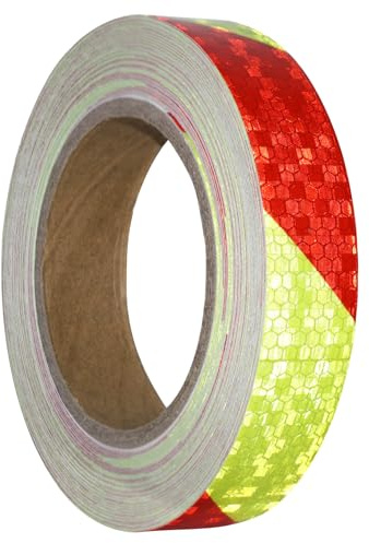 XFXIA Reflektierendes Klebeband Rot & Gelb, 2.5 cm x 20 m, wasserdicht, reflektierendes Klebeband, selbstklebendes Warnband für Fahrzeuge, Autos, Anhänger, Outdoor