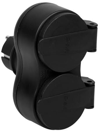 ITENSE - Multiprise électrique, prise multiple - Fiche biplite - 2 prises - 2 x 16A - IP44 - Étanche - Multiprise électrique murale - Couleur: noir - Matière: PVC - Tension:230V - Puissance max: 3680W