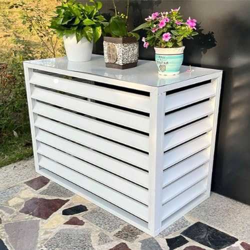 ZIXIAOS Couverture De Climatisation, Dispositif Split De Climatisation, Grille De Protection pour Systèmes De Climatisation, Couverture De Protection Solaire Extérieure,White-2-3p-FlatRoof