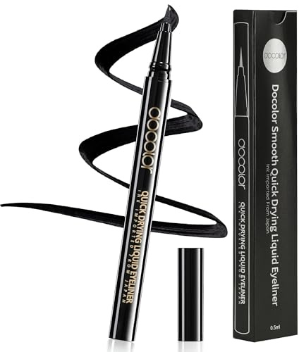 docolor Ultra Fine Precision Schwarzer Eyeliner, Professioneller Eyeliner | Flüssiger Wasserfest und Wischfest Für Dramatisches Augen-Makeup, Für präzise Lidstriche, Vegane Formel