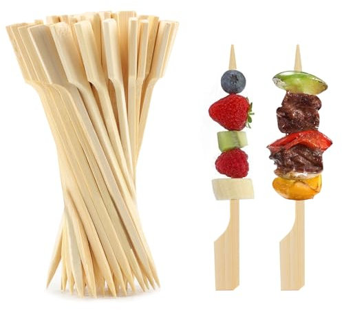 Bambusspieße, 8,9 cm, Holzspieße, Spieße für Vorspeisen, breites flaches Paddel, Spießstäbe für Cocktail, Obst, Grill, Sandwich, Getränke, Partyzubehör, 396 Stück
