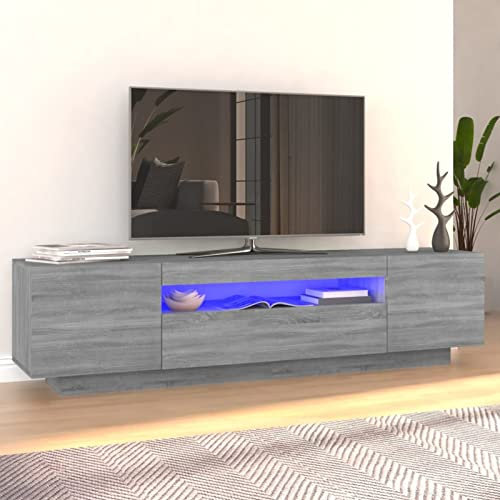 Iiaky Meuble TV avec lumières LED Sonoma Gris 160x35x40 cm,Meuble TV,Table Basse Salon Meuble TV,Table Basse LED Couleurs