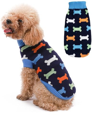 Pull pour chien, pull chaud pour chien de petite taille, pull d'hiver tricoté doux à col roulé pour chien, vêtements pour animaux de compagnie pour Yorkshire Jack, chihuahua, corgi gallois, chat