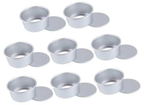 OKUMEYR 8pcs Round Cake Baking Pan Aluminum Alloy Molds with Removable Bottom Non-Stick for Easy Cleaning for Household Baking and Desserts
