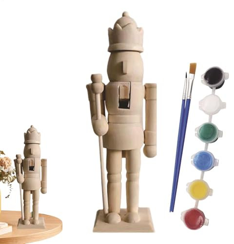 Paint Your Own Wooden Nutcracker Soldiers, Unfinished Christmas Nutcracker Figures, Paintable Nutcracker Christmas Figures - Wooden Nutcracker Unfinished with Painting Set for Children, Awakening