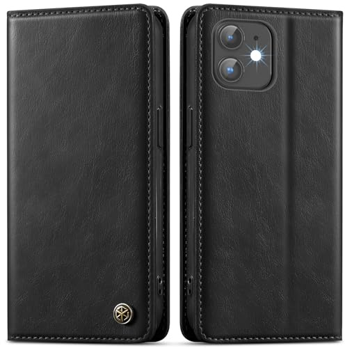GUCASBE Handyhülle für iPhone 11 Klapphülle Hülle Leder | Premium PU Leder, 3 Kartenfächer + Geldscheinfach, Ständer, Brieftasche Flip Case, RFID Blockierung, Stoßfest, Schwarz