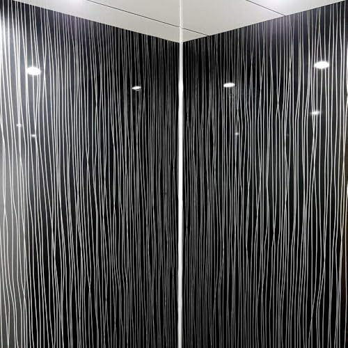 Black String Shower Panels 1m x 2400mm x 10mm Easy to Install PVC Made Wet Wall Panels