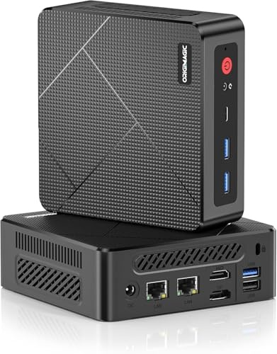 origimagic C4 Mini PC, AMD Ryzen 5 3550H Support Triple Display 4K, Dual Ethernet, 8GB DDR4 256GB SSD, WiFi 5/BT 5.0, Ultra-quiet Mini Desktop Computer for Home Office