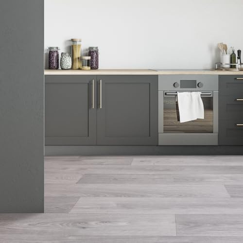 FloorPro Scandinavian Grey Plank Design Vinyl Roll Flooring Light Grey Oak Effect Pattern Cushioned Bathroom Kitchen Lino Flooring (1, 3metres x 2metres (9ft 10 x 6ft 6))