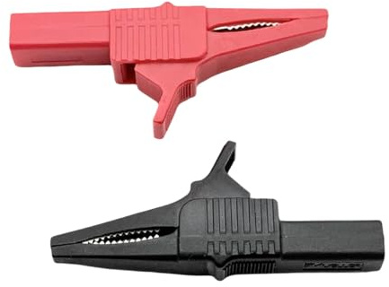 KinetiCore 2 Pack Insulated Crocodile Clips, Brass Conductor Test Lead Clips with 4mm Banana Plug, Heavy Duty Alligator Clips for Multimeter, Clamp Meter, Electrical Power Test & Automotive Testing