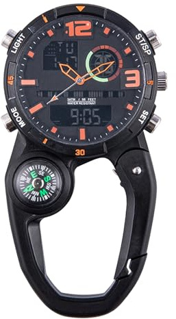 BERRYLION Carabiner Watch Luminous Clip on Quartz Watch Compass, Glow in The Dark Clip On Unisex Pocket Backpack Buckle Belt Watch for Doctors Chefs Outdoor Climbing