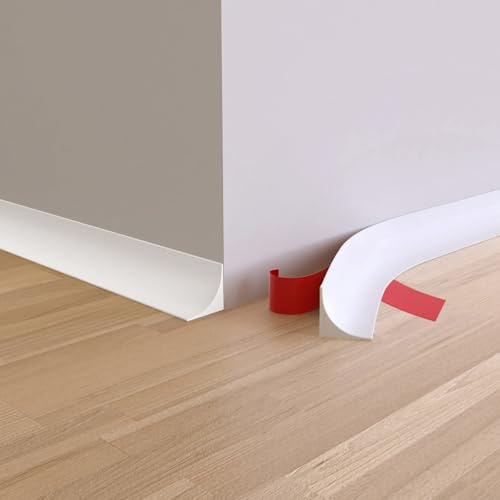 12 Metros Molduras de Pared Autoadhesivas, Molduras Decorativas Pared Flexibles de TPE, Moldura Pared Plana, Cinta Adhesiva Decoración para ócalo, Bordes de Pared, Pisos, Techo, Azulejos (Blanco)