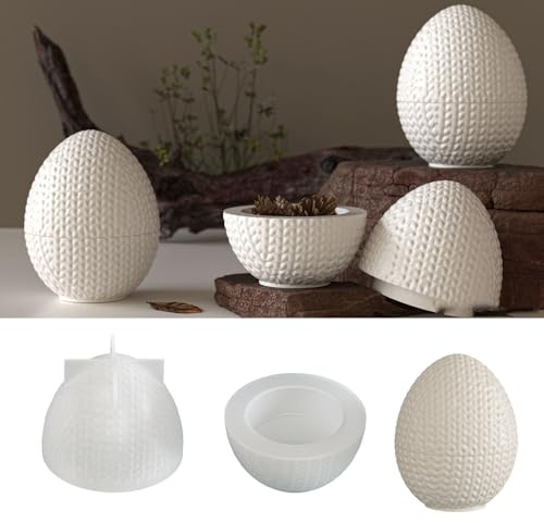 Stampi in silicone per Pasqua, stampi in silicone 3D per uovo, portacandele in silicone per uovo di Pasqua, stampi per candele, stampi per gesso, per versare, barattolo con coperchio (A)