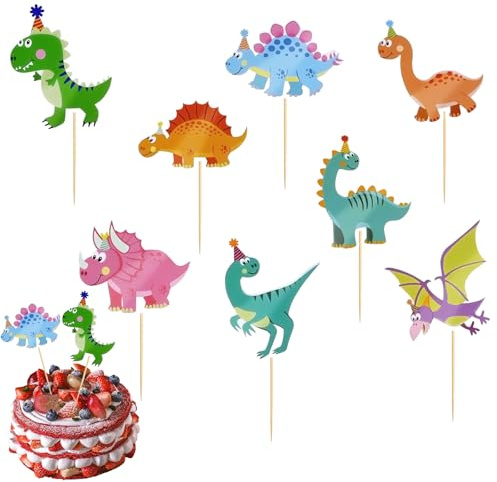 Simsky 32 Stück Dino Geburtstag Deko, Dinosaurier Muffins Kuchendeko, für Baby Dusche Kinder Geburtstag Party Kuchen Dekorationen Zubehör