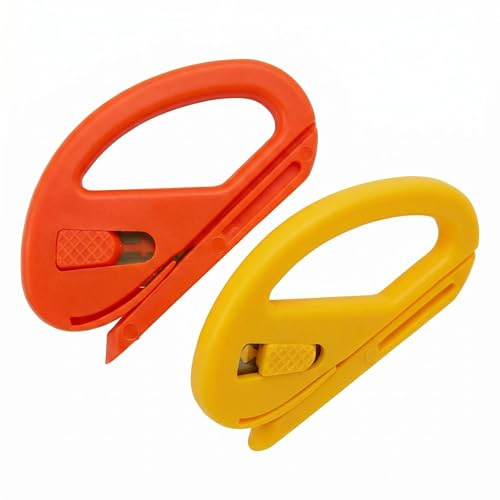 2 Stück Geschenkpapier Schneider, Rollenschneider für Geschenkpapier, Geschenkband Schneider, ideal für Weihnachts- und Geburtstagsgeschenkverpackungen (Orange+Gelb)