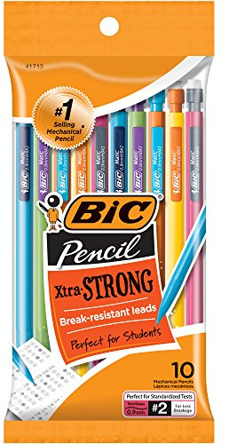 BIC Xtra-Strong Mechanical Pencil, Colorful Barrel, Thick Point (0.9mm), 10-Count