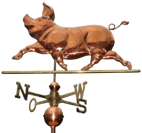 Große Wetterfahne 191 - Schwein aus Kupfer - Ideal für Hausdach oder Bauernhof/Stall