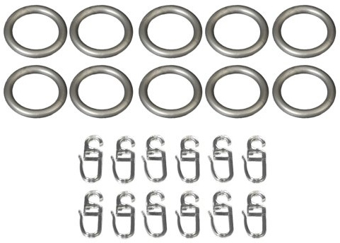 Liedeco Gardinenringe für Gardinenstangen Como, ø 20 mm, 10 STK Silber matt