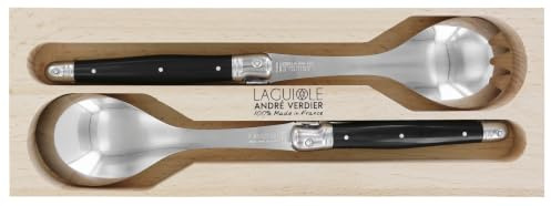 New Laguiole 2pc Salad Serving Set in Tray (Black)