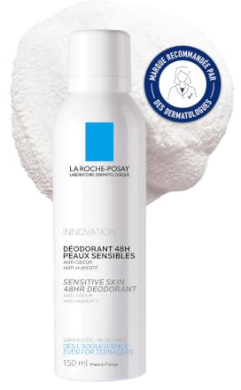 La Roche-Posay Physiologique, Deodorante Spray Unisex Antitraspirante, Per Pelli Sensibili, Effetto Anti-Umidità e Anti-Odore, Durata 48H, Con Ossido di Magnesio e Allantoina Lenitiva, 150 ml