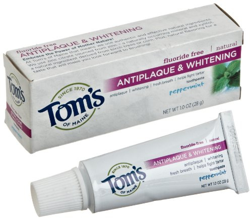 Tom's of Maine Antiplaque Tartar Control plus Whitening Toothpaste, Peppermint, Trial Size 1 Ounce