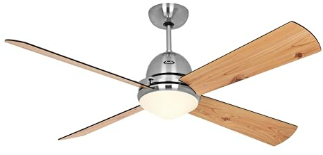 CasaFan LIBECCIO Deckenventilator mit LED Deckenleuchte, Flexibler Ventilator mit wahlweise 2-4 Wendeflügeln & dimmbarer Milchglas-Deckenlampe, 3 Stufen mit Fernbedienung, für Räume bis 35 qm