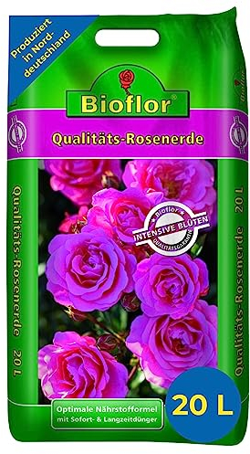 Bioflor Rosenerde Premium 20 L I Blumenerde Balkonpflanzen gesundes Wachstum I Rosenerde für Kübel & Beet I Erde für Rosen & Blühpflanzen I Garten-Erde für üppige Rosenblüten