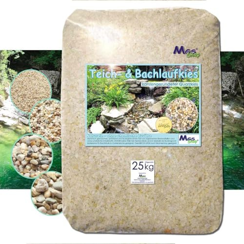 MGS SHOP Teich- & Bachlauf - Kies Quarzkies gerundet kalkfrei nährstoffrei DIN 4924 Einbau & Unterbau -fähig 1-2 mm