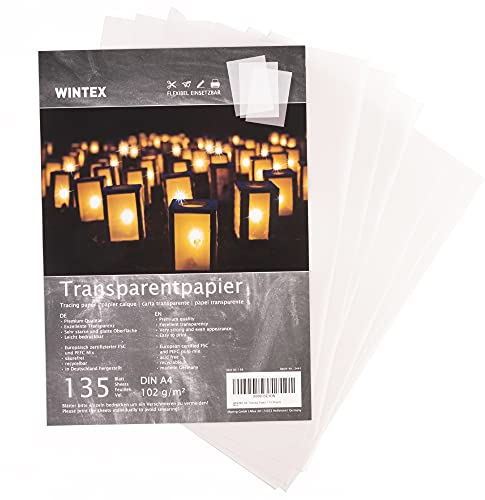 WINTEX Transparentpapier bedruckbar A4 135 Blatt 100g/m² - Transparentpapier weiß - Pergamentpapier zum Bedrucken - Architektenpapier bedruckbar - Pauspapier A4 - Tracing Paper