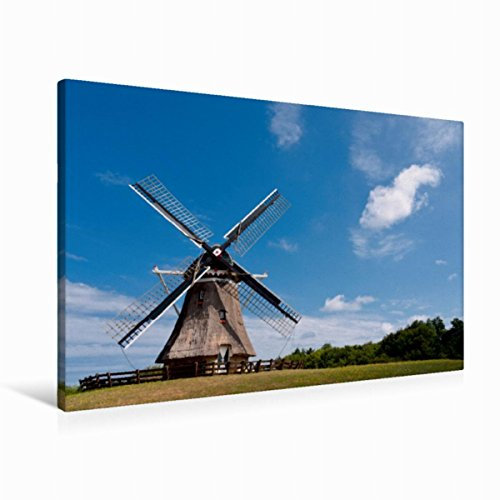 Premium Textil-Leinwand 90 x 60 cm Quer-Format Windmühle in der Nähe von Nes | Wandbild, HD-Bild auf Keilrahmen, Fertigbild auf hochwertigem Vlies, Leinwanddruck von Michael Bücker