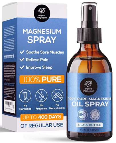 Magnesium Spray for Restless Legs, Muscle Cramps, Joints and Sleep, 200ml | Topical Magnesium Oil for Feet and Body, Zechstein Source, 100% Natural and Ultra Pure, 200ml Glass Bottle