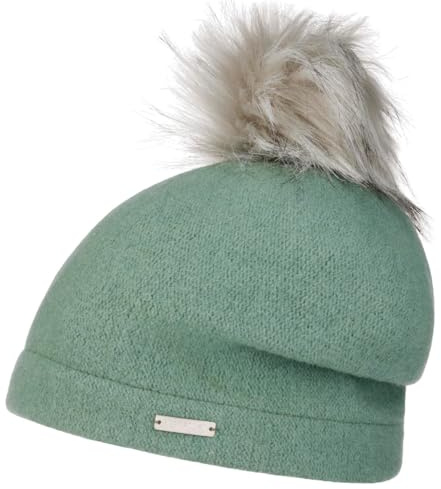 Seeberger Tamisa Pompon Walkmütze mit Bommel Mütze Wintermütze Wollmütze Long Beanie Damen - Made in Germany Bommelmütze Winter Herbst-Winter