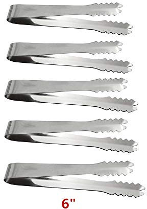 5 pinze per ghiaccio da 13 cm, in acciaio inox, per la cucina, per alimenti, dolci, caramelle, caffè, pane, torte nuziali, barbecue, secchielli