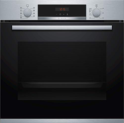 Bosch HBA573BS1 Serie 4 - Forno a incasso in acciaio inox, 71 L, con porta a battente, display a LED, 5 tipi di riscaldamento, AutoPilot 10, pirolisi, aria calda 3D