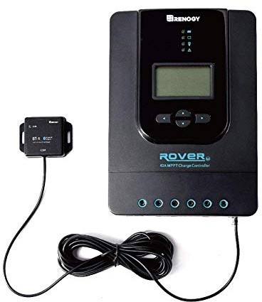 Renogy 40A 12/24 V MPPT Solarladeregler Bluetooth Solar-Laderegler mit LCD-Bildschirm, für AGM, Gel und Lithium Batterien