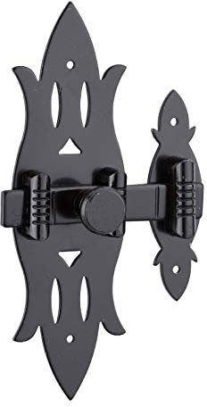 THIRARD - Verrou De Meuble Rustique - Fer Noir - Platine Acier - Gâche Acier - Pêne Plat Coulissant - Pour Portes De Meubles - Bouton Rond - 40 x 130 mm - Noir