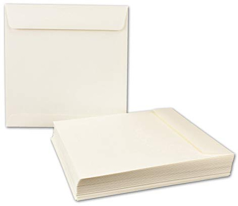 NEUSER PAPIER 25x quadratische Brief-Umschläge 19 x 19 cm, Opal-Weiß - Nassklebung, starke Qualität 120 g/m² - Quadratische Kuverts für Einladungs-Karten